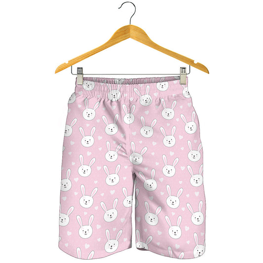 Pink Rabbit Pattern Print Men's Shorts