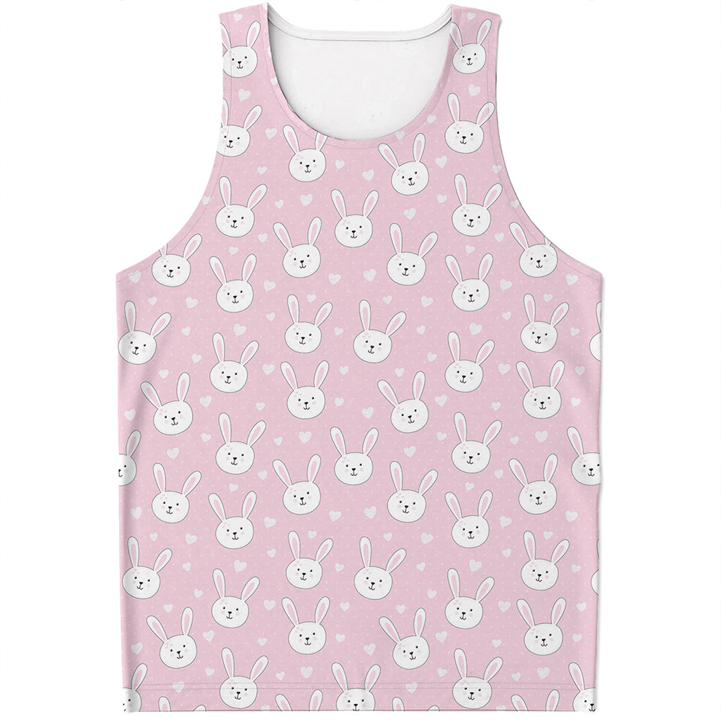 Pink Rabbit Pattern Print Men's Tank Top