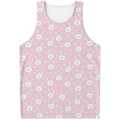Pink Rabbit Pattern Print Men's Tank Top