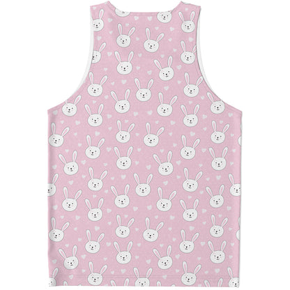 Pink Rabbit Pattern Print Men's Tank Top