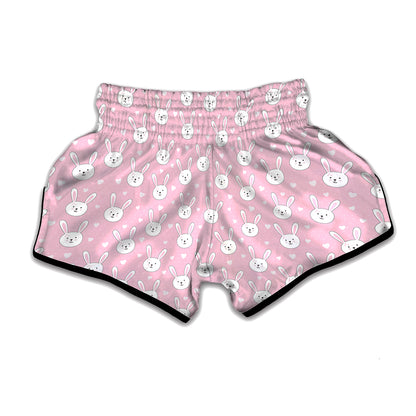 Pink Rabbit Pattern Print Muay Thai Boxing Shorts
