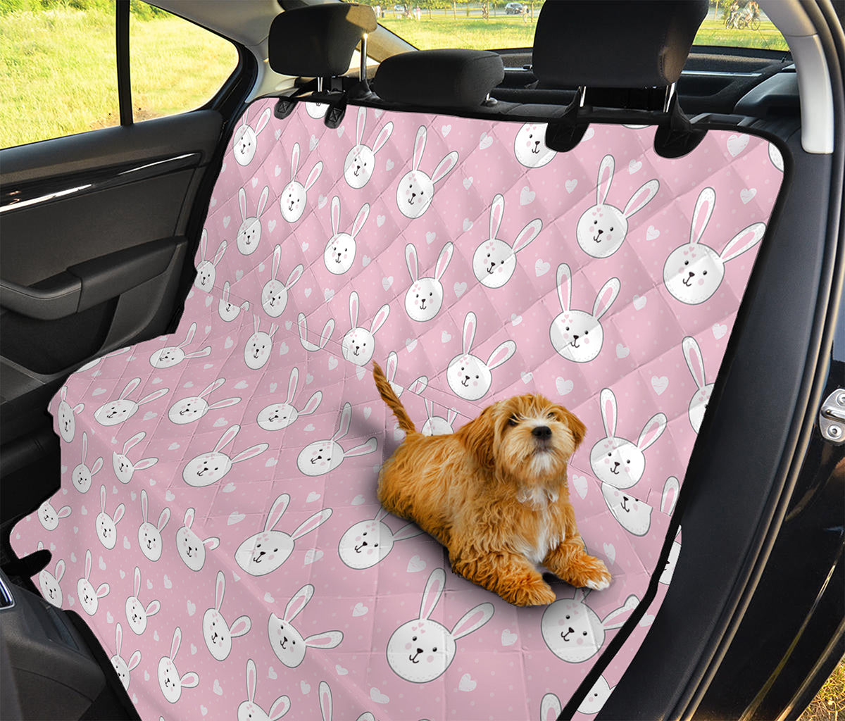 Pink Rabbit Pattern Print Pet Car Back Seat Cover