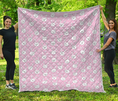 Pink Rabbit Pattern Print Quilt