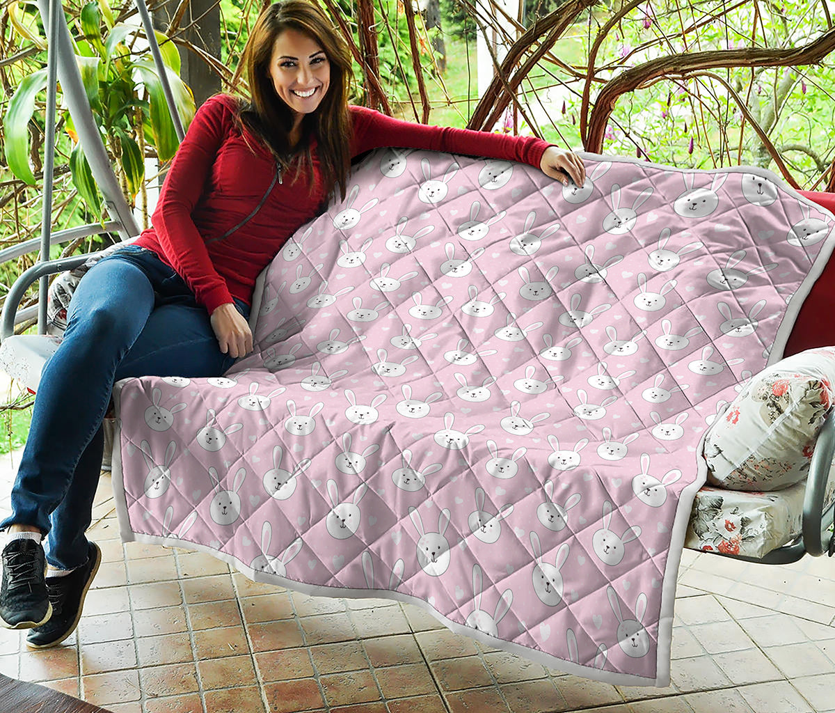 Pink Rabbit Pattern Print Quilt
