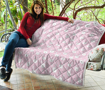 Pink Rabbit Pattern Print Quilt