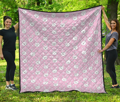 Pink Rabbit Pattern Print Quilt