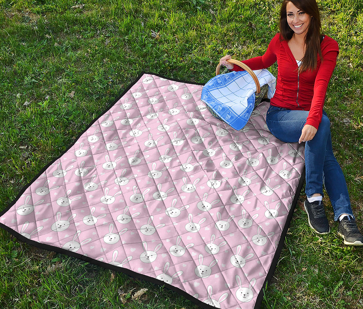 Pink Rabbit Pattern Print Quilt