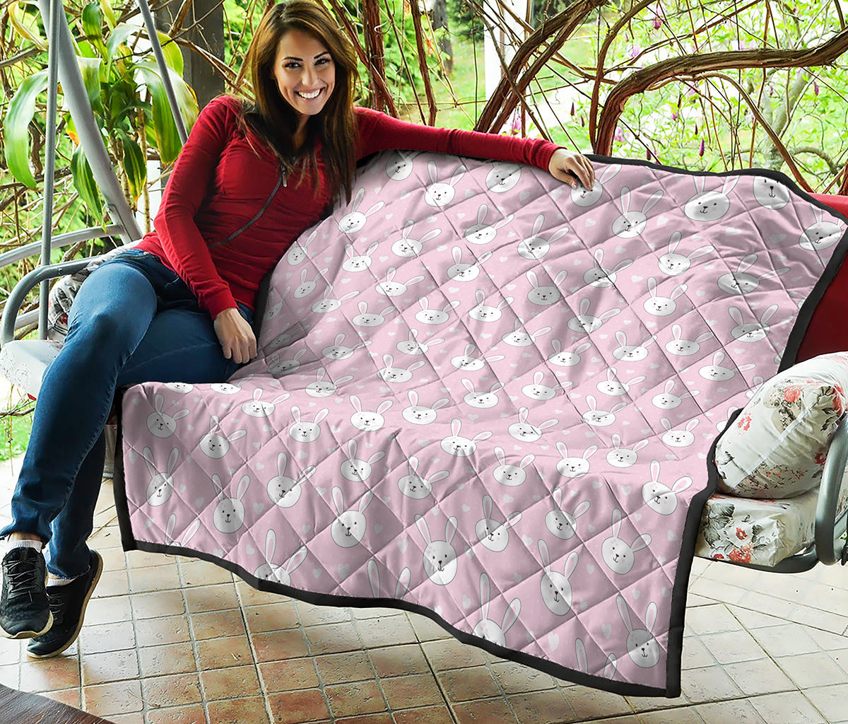 Pink Rabbit Pattern Print Quilt