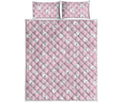 Pink Rabbit Pattern Print Quilt Bed Set