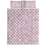 Pink Rabbit Pattern Print Quilt Bed Set