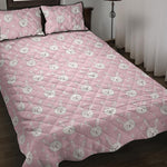 Pink Rabbit Pattern Print Quilt Bed Set