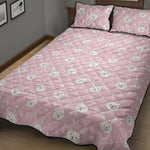 Pink Rabbit Pattern Print Quilt Bed Set