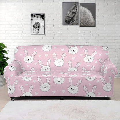 Pink Rabbit Pattern Print Sofa Cover