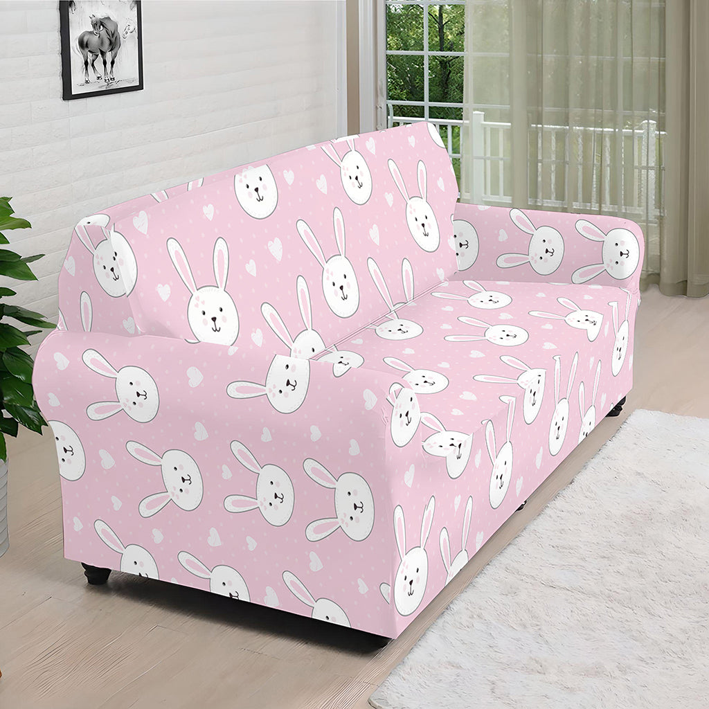 Pink Rabbit Pattern Print Sofa Cover