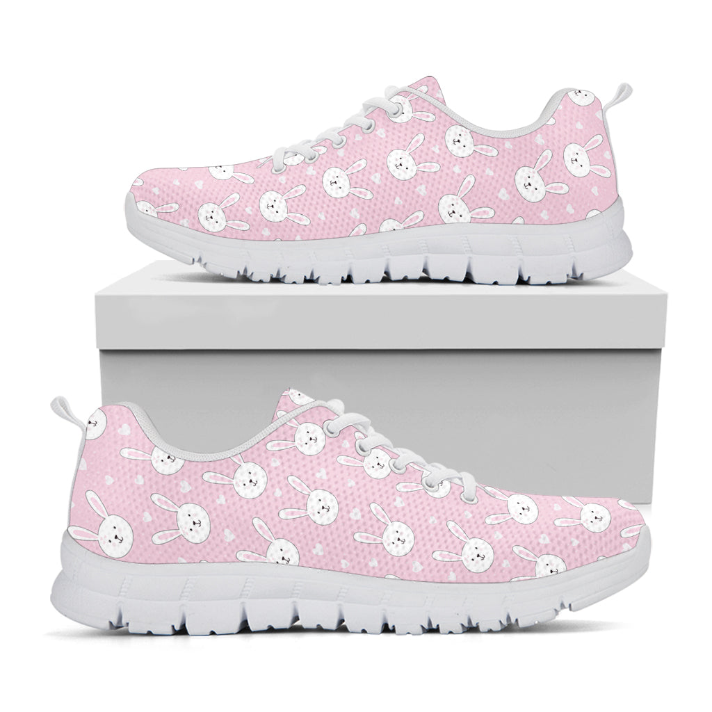 Pink Rabbit Pattern Print White Sneakers