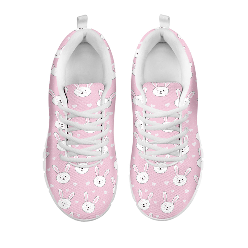 Pink Rabbit Pattern Print White Sneakers