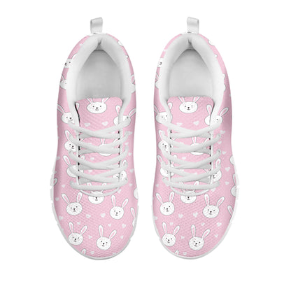 Pink Rabbit Pattern Print White Sneakers