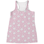 Pink Rabbit Pattern Print Women's Racerback Tank Top