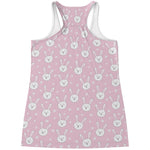 Pink Rabbit Pattern Print Women's Racerback Tank Top