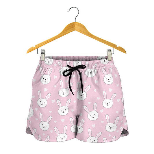 Pink Rabbit Pattern Print Women's Shorts