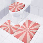Pink Radial Rays Print 3 Piece Bath Mat Set