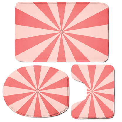 Pink Radial Rays Print 3 Piece Bath Mat Set