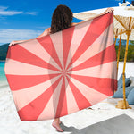 Pink Radial Rays Print Beach Sarong Wrap