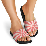 Pink Radial Rays Print Black Slide Sandals