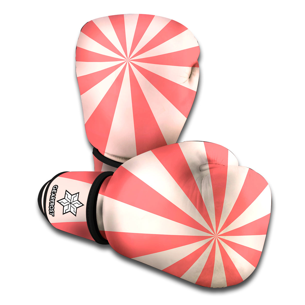 Pink Radial Rays Print Boxing Gloves