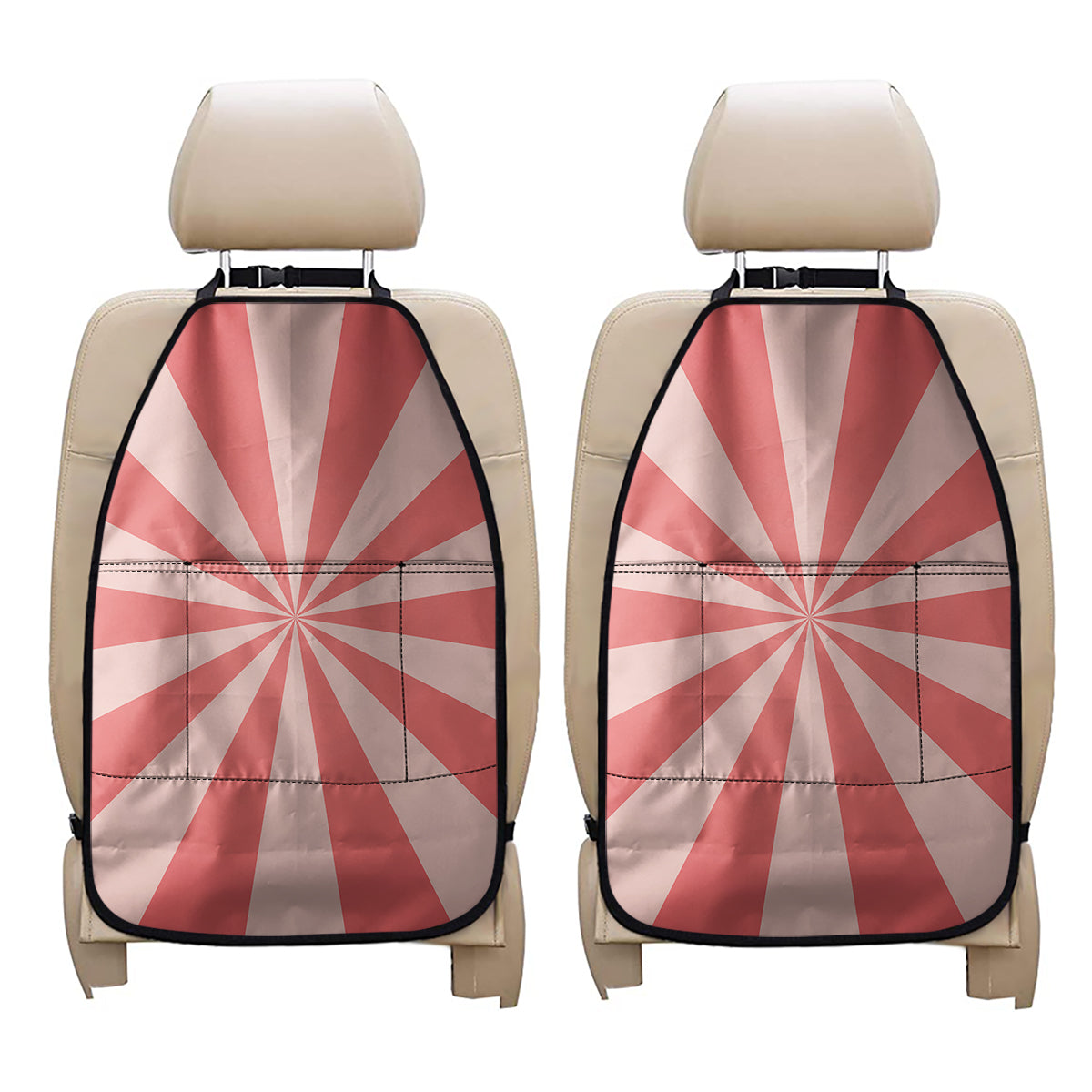 Pink Radial Rays Print Car Seat Organizers