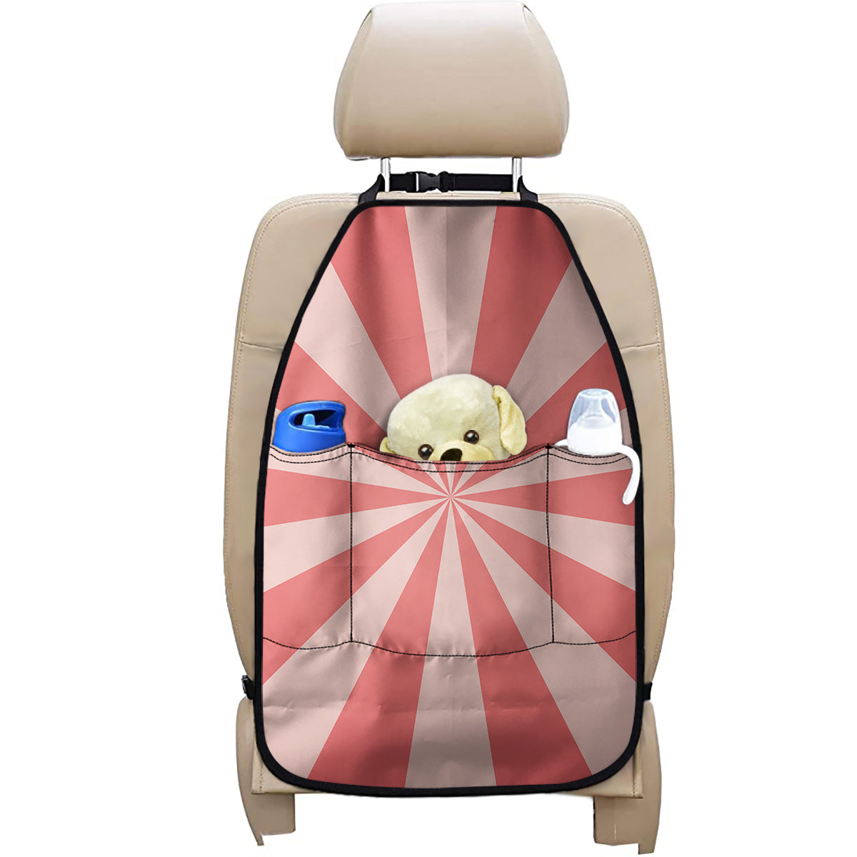 Pink Radial Rays Print Car Seat Organizers