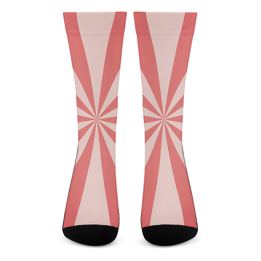 Pink Radial Rays Print Crew Socks