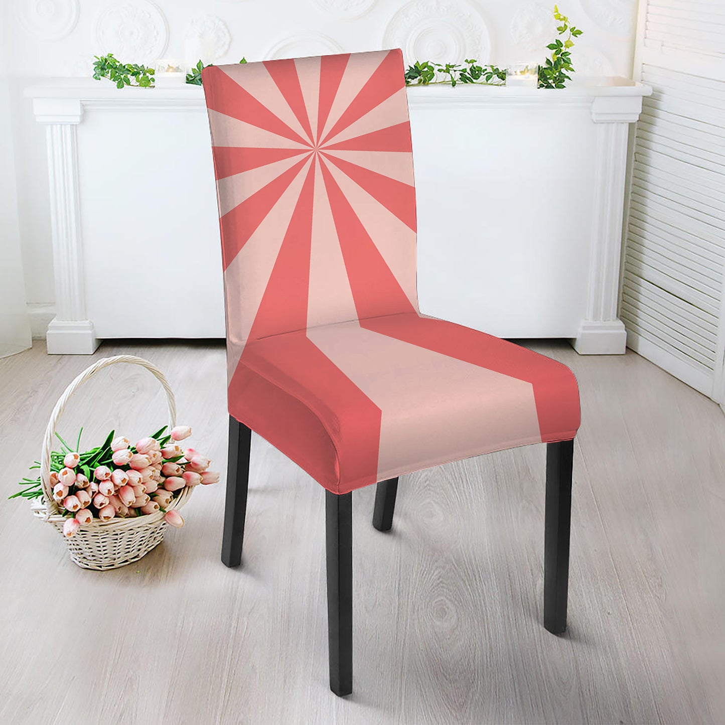 Pink Radial Rays Print Dining Chair Slipcover