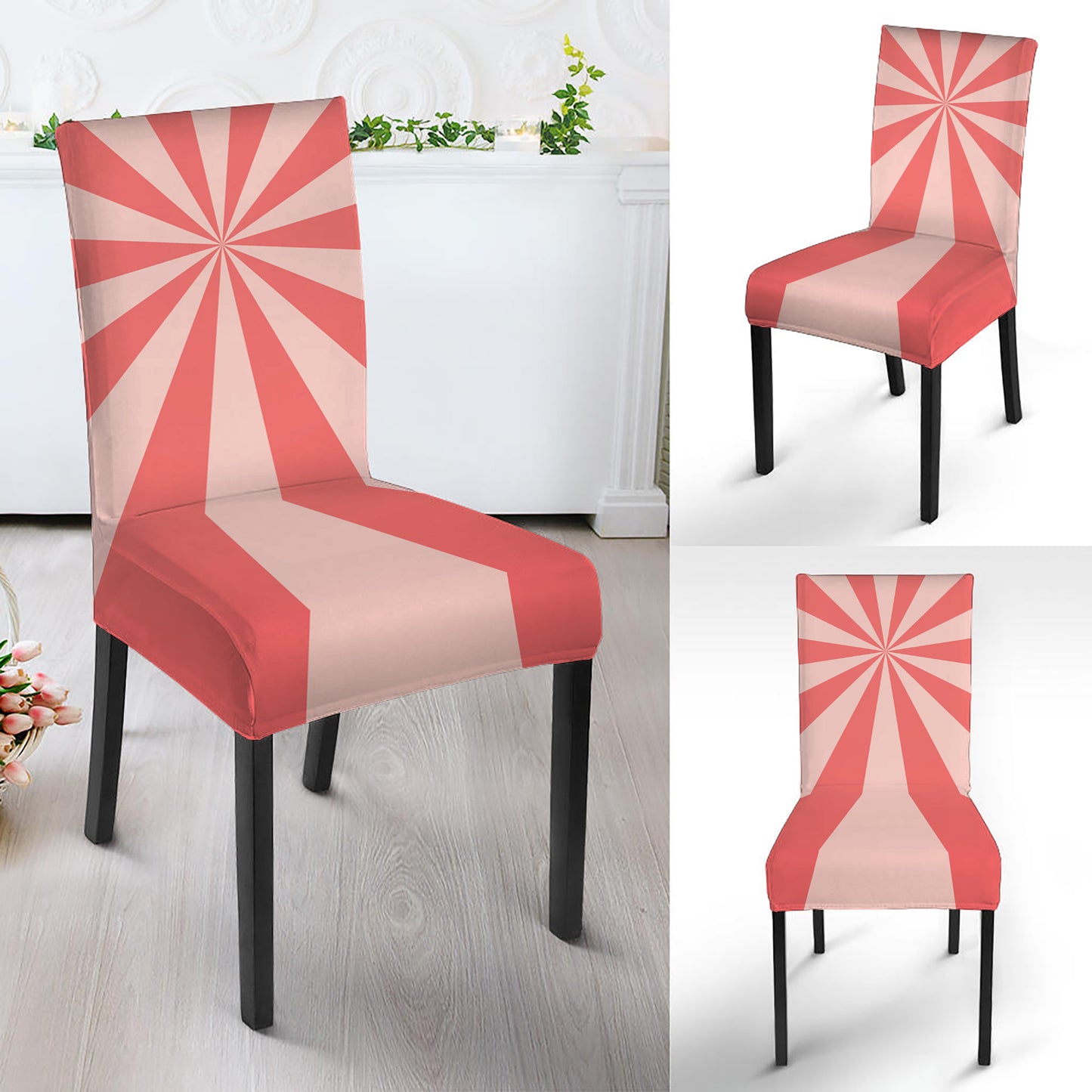 Pink Radial Rays Print Dining Chair Slipcover