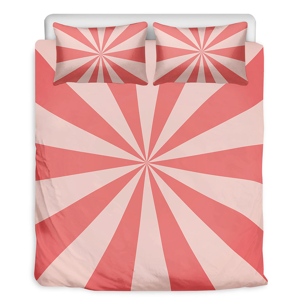 Pink Radial Rays Print Duvet Cover Bedding Set
