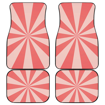 Pink Radial Rays Print Front and Back Car Floor Mats