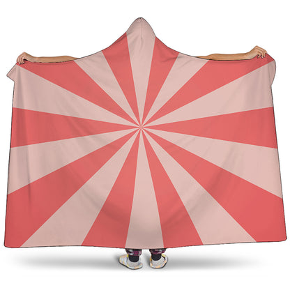 Pink Radial Rays Print Hooded Blanket