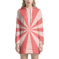 Pink Radial Rays Print Pullover Hoodie Dress