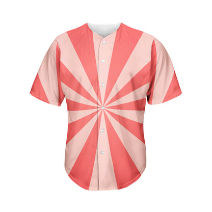 Pink Radial Rays Print Men's Baseball Jersey