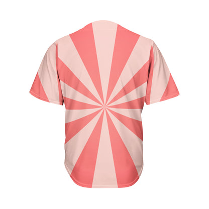 Pink Radial Rays Print Men's Baseball Jersey