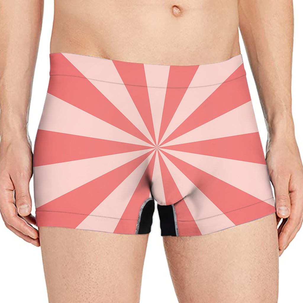Pink Radial Rays Print Men's Boxer Briefs