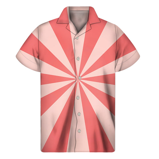 Pink Radial Rays Print Men's Short Sleeve Shirt