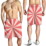 Pink Radial Rays Print Men's Shorts