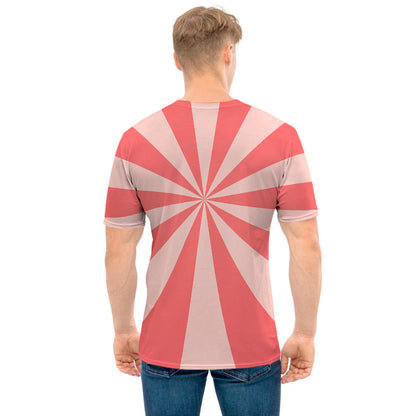 Pink Radial Rays Print Men's T-Shirt