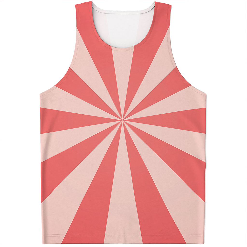 Pink Radial Rays Print Men's Tank Top