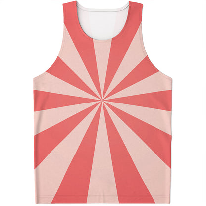 Pink Radial Rays Print Men's Tank Top
