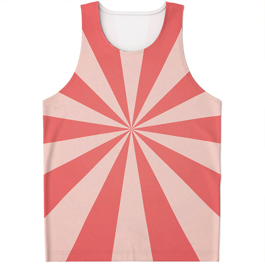 Pink Radial Rays Print Men's Tank Top