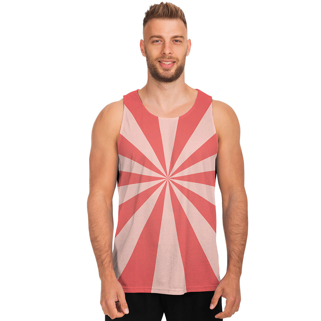 Pink Radial Rays Print Men's Tank Top
