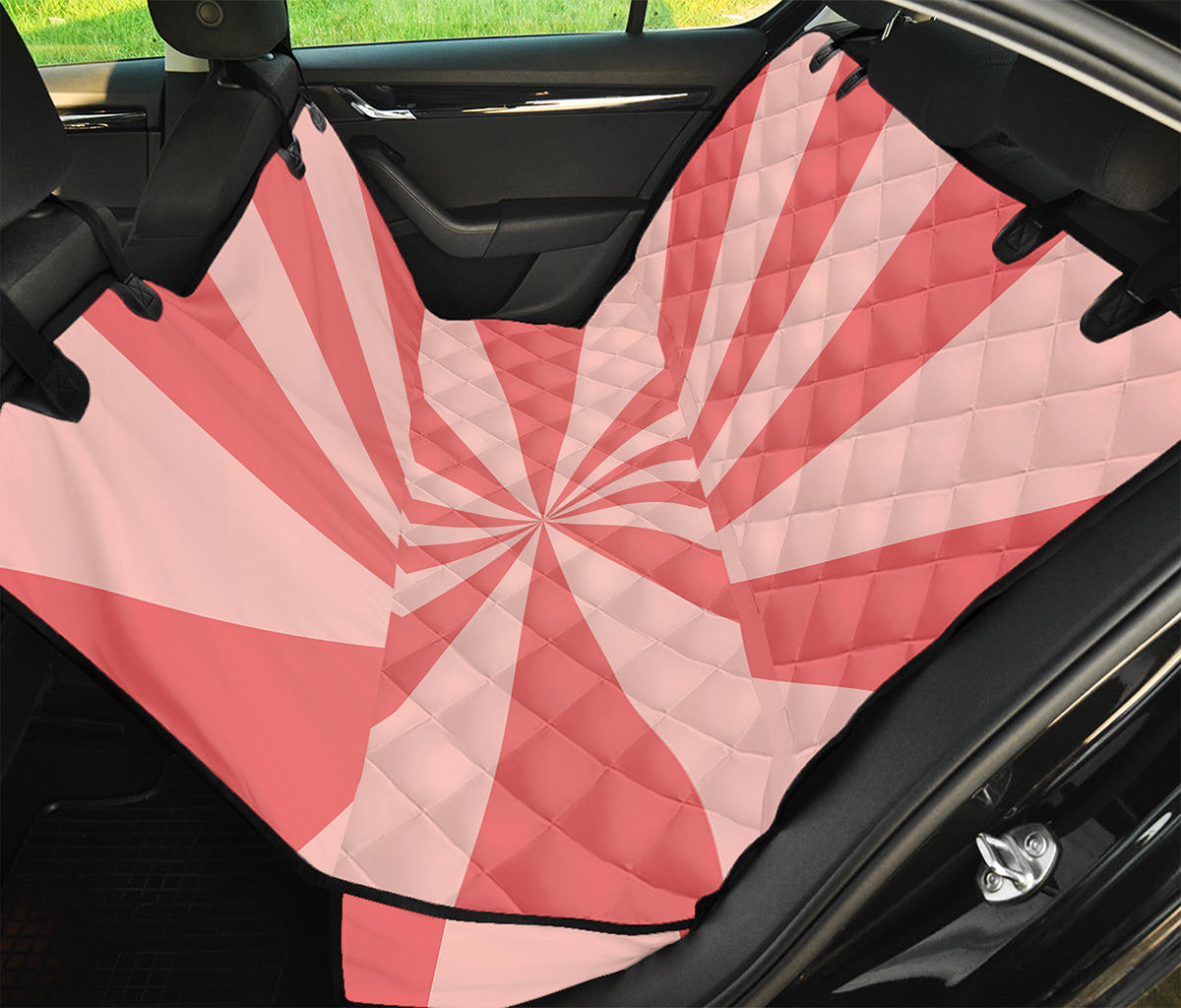 Pink Radial Rays Print Pet Car Back Seat Cover