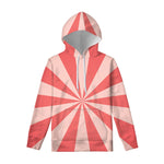 Pink Radial Rays Print Pullover Hoodie